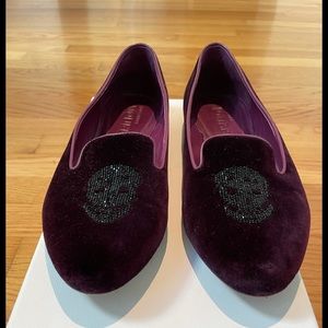Alexander McQueen velour skull sequined flats